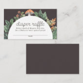 マッシュルームウッドランド赤ちゃんシャワーおむつラッフルチケット エンクロージャーカード (正面/裏面)