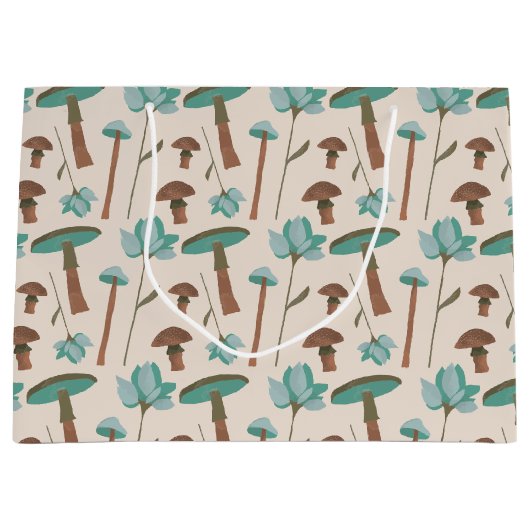 マッシュルームエンチャントフォレストコテージコア ラージペーパーバッグ (正面)
