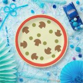 マッシュルームオリブチーズトマトソースとピザ ペーパープレート (パーティー)