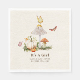 マッシュルームカボチャ蝶ウッドランドベビーシャワー スタンダードランチョンナプキン