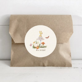 マッシュルームカボチャ蝶ウッドランドベビーシャワー ラウンドシール