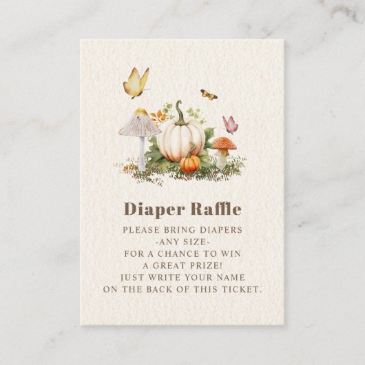 マッシュルームカボチャ赤ちゃんシャワー用バタフライブック エンクロージャーカード (正面)