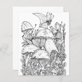 マッシュルームガーデンバタフライカラーリングページ (正面/裏面)