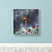 マッシュルームガーデンフォレスト キャンバスプリント (インサイチュ (ウッドフロア))