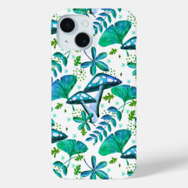 マッシュルームガーデンブルー iPhone 15ケース