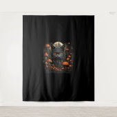 マッシュルームキャットコテージコアエステティックゴシックアートエモマイ タペストリー (正面)