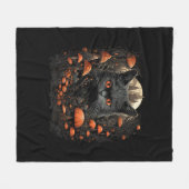 マッシュルームキャットコテージコアエステティックゴシックアートエモマイ フリースブランケット (正面(横))