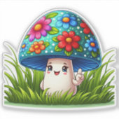 マッシュルームキャラクターカラフルシール シール (正面)