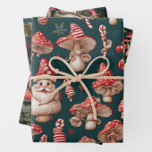 マッシュルームクリスマスサンタ ラッピングペーパーシート (インサイチュ)