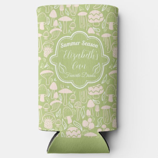 マッシュルームグリーンクールクリーム スリム缶クーラー (正面)