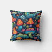 マッシュルームグルーヴィレトロお洒落ヴィンテージ クッション (正面)