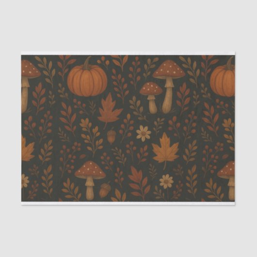 マッシュルームコテージお洒落ーウォーターカラーフォレスト 薄葉紙 (正面)