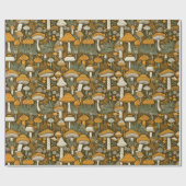 マッシュルームコテージコアレトロブラウン ラッピングペーパー (フラット)