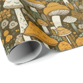 マッシュルームコテージコアレトロブラウン ラッピングペーパー (ロールコーナー)