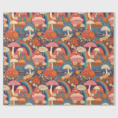 マッシュルームコテージコアレンジブラウンレトロ ラッピングペーパー (フラット)