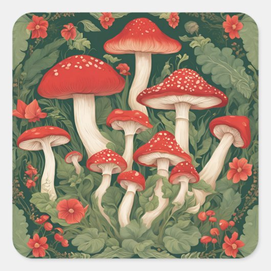 マッシュルームコテージコア スクエアシール (正面)