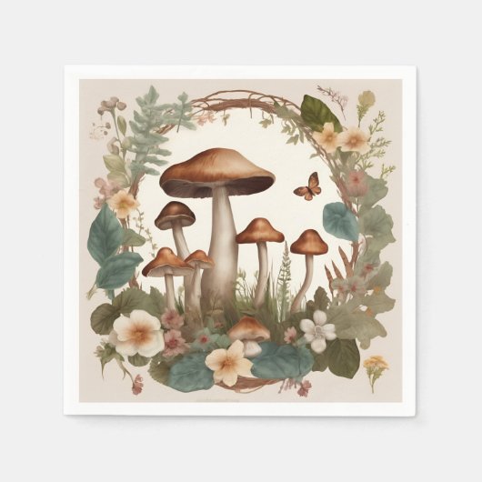 マッシュルームコテージコア スタンダードカクテルナプキン (正面)