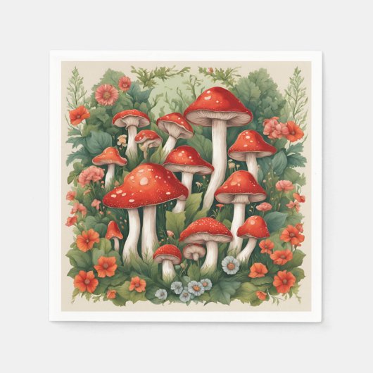 マッシュルームコテージコア スタンダードカクテルナプキン (正面)