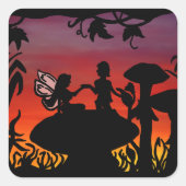 マッシュルームシールのサンセットシルエット妖精の国 スクエアシール (正面)