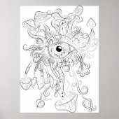 マッシュルームスケッチ大人カラーポスター ポスター (正面)