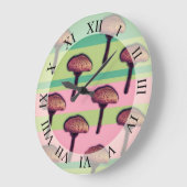 マッシュルームストライプおよび壁時計 ラージ壁時計 (傾斜)