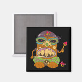 マッシュルームティキシェフおもしろいブラック マグネット (正面/裏面)
