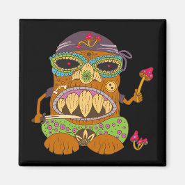 マッシュルームティキシェフおもしろいブラック マグネット