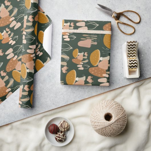 マッシュルームトースツールウッドランドコテージコアグリーン ラッピングペーパー (クラフト)