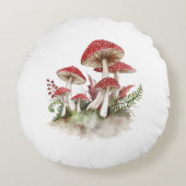 マッシュルームトースツール水の色のアートワーク丸い枕 ラウンドクッション (正面)
