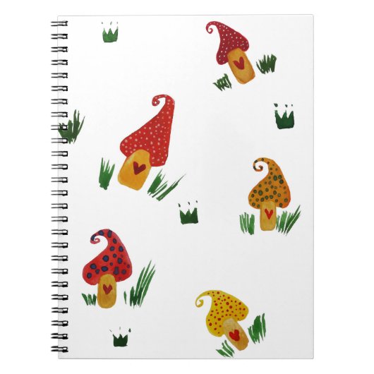 マッシュルームハウスウォーターカラーアートノート ノートブック (正面)