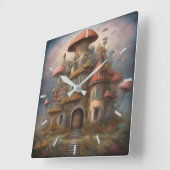 マッシュルームハウスウォールクロック スクエア壁時計 (傾斜)