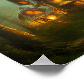 マッシュルームハウスフォレストファンタジーアート ポスター (角)