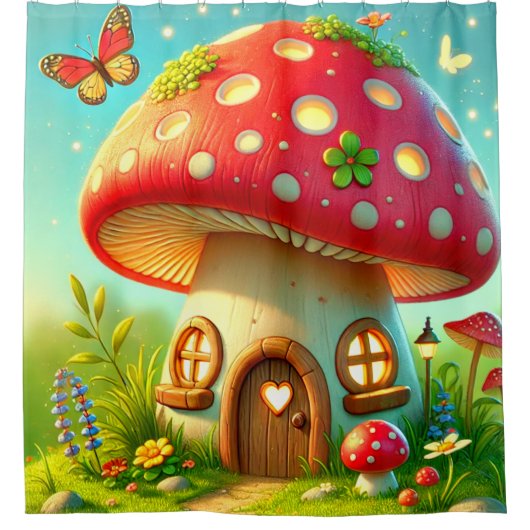 マッシュルームハウス シャワーカーテン (正面)