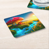 マッシュルームハウス スクエアペーパーコースター (アングル)