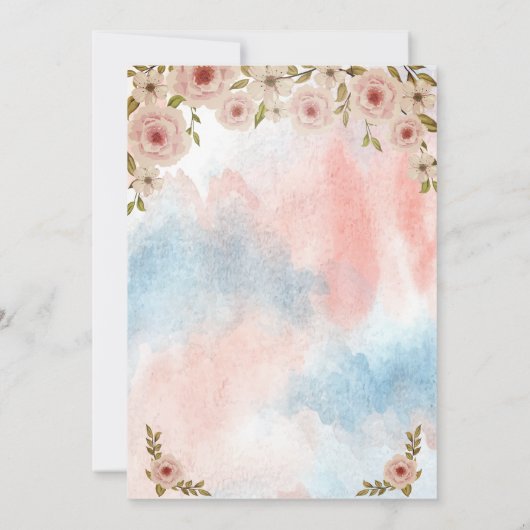 マッシュルームハウズウォーターカラーフラワースプラッシュ誕生日 招待状 (裏面)