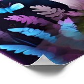 マッシュルームバタフライエンチャントフォレストパープルカラー ポスター (角)