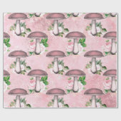 マッシュルームピンクウッドランドアンティークヴィンテージエフェメラ ラッピングペーパー (フラット)