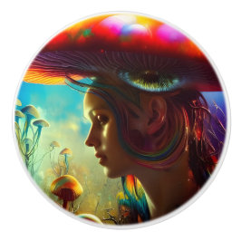 マッシュルームファンタジーAIが生み出したアート セラミックノブ