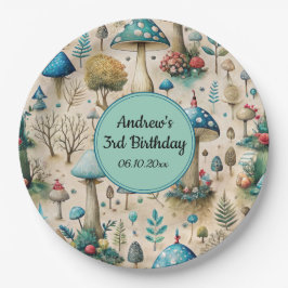 マッシュルームフェアリーランドバースデーパーティー ペーパープレート