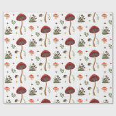 マッシュルームフォレストフェアリーヘッジホッグパターンコテージコア ラッピングペーパー (フラット)