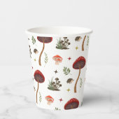 マッシュルームフォレストフェアリーヘッジホッグパターンコテージコア 紙コップ (正面)