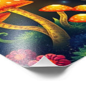 マッシュルームフォレストマジカルファンタジー猫 フォトプリント            (角)