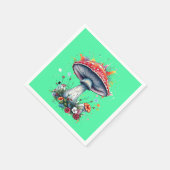 マッシュルームフラワーウッドランドカラフルスプラッシュ スタンダードカクテルナプキン (角)