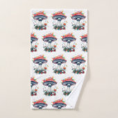 マッシュルームフラワーウッドランドカラフルスプラッシュ バスタオルセット (ハンドタオル)