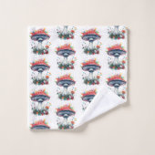 マッシュルームフラワーウッドランドカラフルスプラッシュ バスタオルセット (ウォッシュタオル)