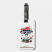 マッシュルームフラワーウッドランドカラフルスプラッシュ ラゲッジタグ (裏面縦)