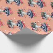 マッシュルームフラワーウッドランドカラフルスプラッシュ ラッピングペーパー (角)