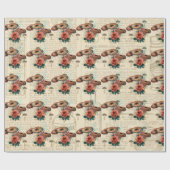 マッシュルームブラウンウッドランドアンティークバラジャーナル ラッピングペーパー (フラット)