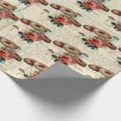 マッシュルームブラウンウッドランドアンティークバラジャーナル ラッピングペーパー (角)