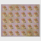 マッシュルームブラウンウッドランドアンティークパープル金ゴールド ラッピングペーパー (フラット)